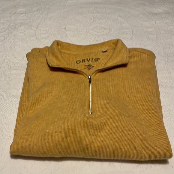 Orvis yellow cotton half zip pullover size large - Picture 9 of 9